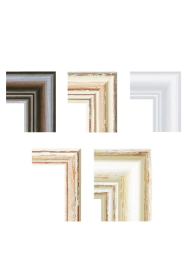 Europine Pine Wood Mouldings for picture frames, selection of colours. Picture frame producer Debex Suisse.
