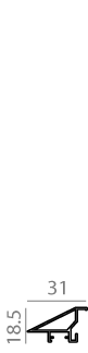 Technical diagram showing dimensions 31 and 18.5 on a black background