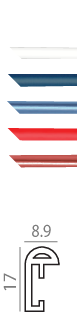 Aluminum profile color options and cross-section dimensions 17x8.9mm