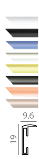 Chart showing different color finish options for architectural trim profiles.