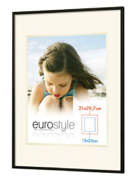 Eurostyle thin black picture frame with white mount