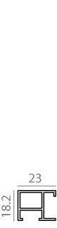 Technical dimension drawing showing horizontal measurement of 23 and vertical measurement of 18.2 on a black background.