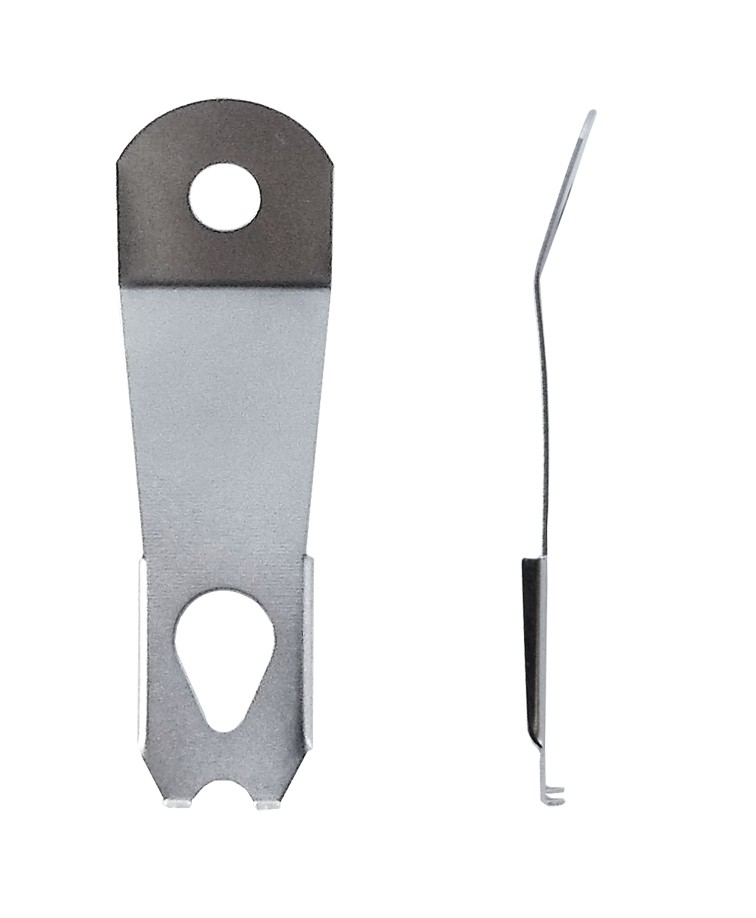 Metal terminal contact plate with front and side views