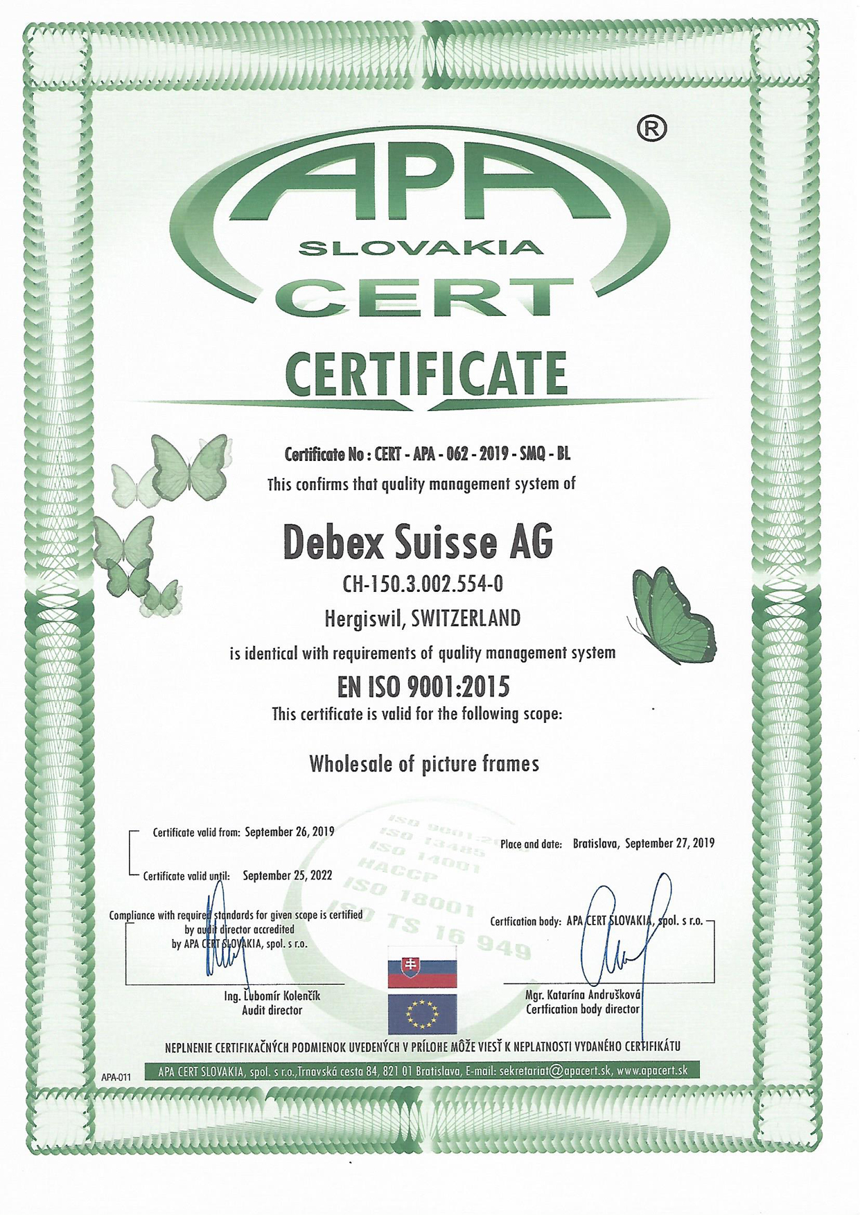 Debex ISO Zertifikat