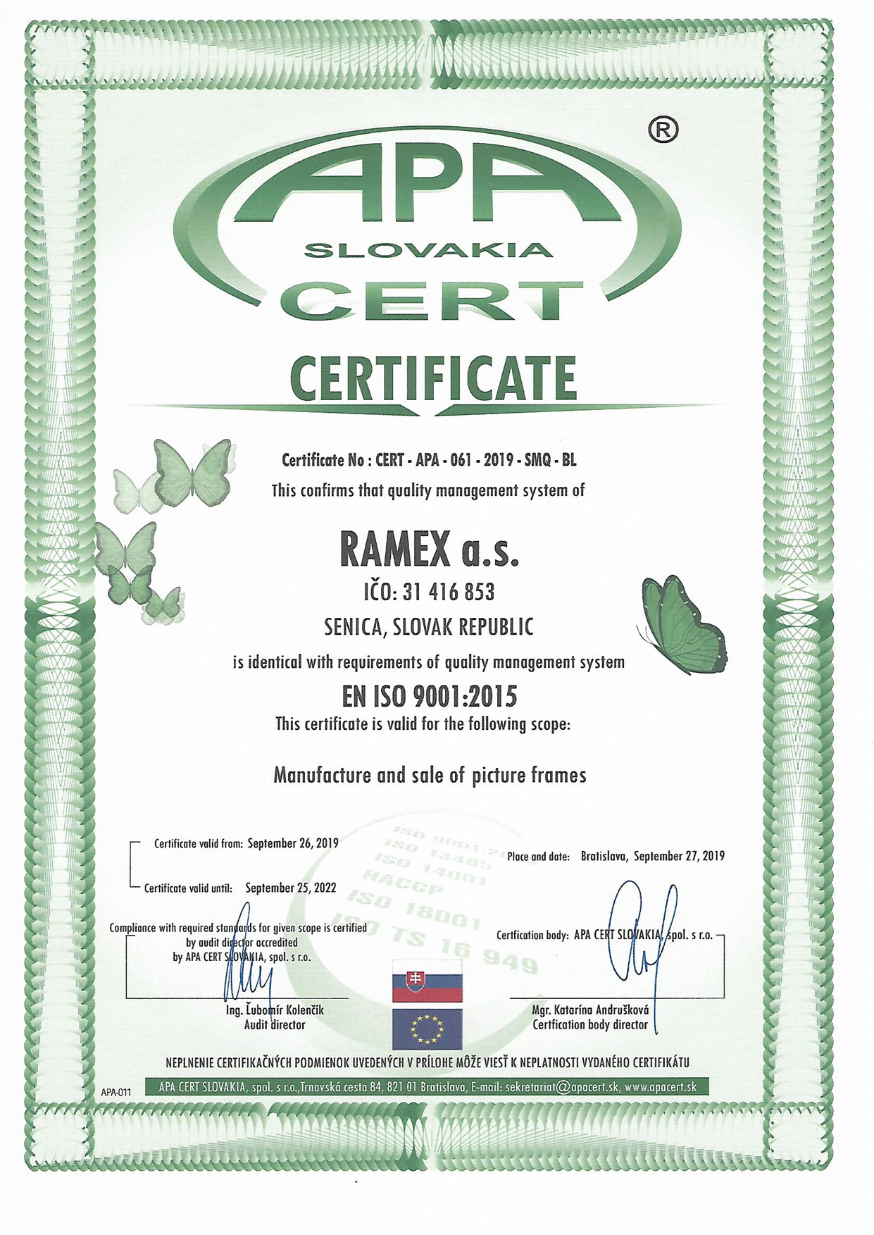 Ramex ISO Zertifikat