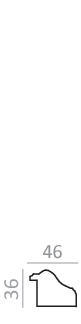 Technical diagram showing picture frame molding dimensions 46mm width by 36mm height