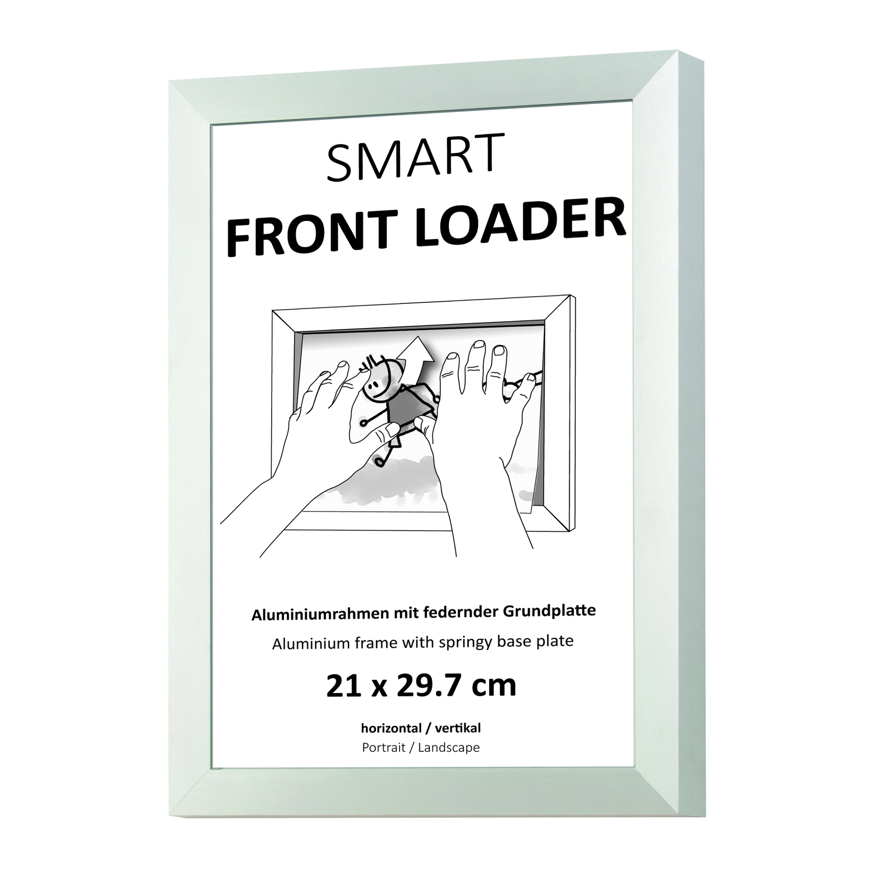 Silver aluminum front loader picture frame 21 x 29.7 cm