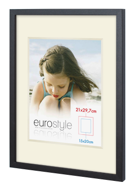 Eurostyle black photo frame with white mount board