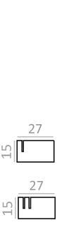 Technical diagram showing numeric dimensions 15 and 27 with lines on a black background