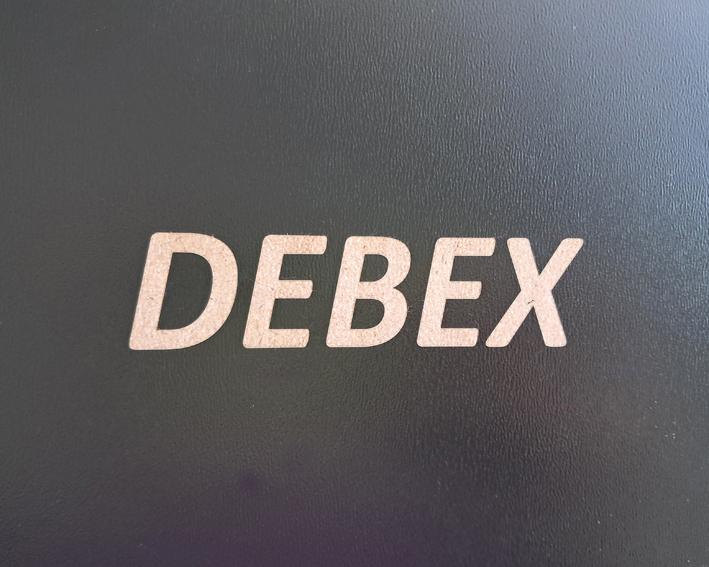 DEBEX logo on a dark textured background